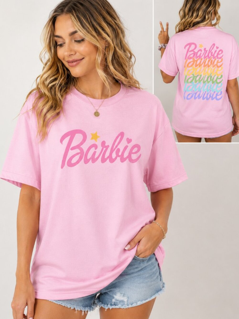 Barbie Rainbow Bella Canvas Short Sleeve Graphic Tee